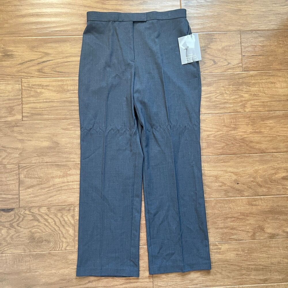 NWT Sag Harbor Stretch Dress Pants Size 10P Petite Gray Relaxed Slimming